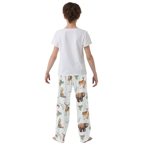 Moose Squirrel Pine Cone Boys Long Pants Soft Trousers Elastic Waist Kids Lounge Bottoms with Pockets S-XL3