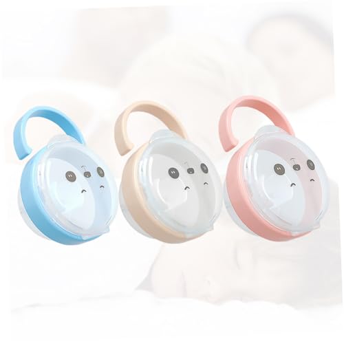 ERINGOGO 3Pcs Portable Storage Box Transparent Pacifier Holder for Includes Blue Pink and Apricot Cases for Safe Pacifier Organization and Travel