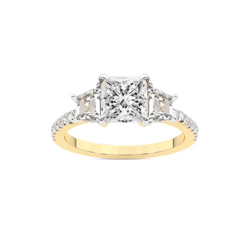FRIENDLY DIAMONDS Lab Grown Diamond Engagement Ring For Women 0.50-6 Carat IGI Certified | 14K Or 18K White, Yellow Or Rose Gold | Lavinia Three Stone Trapezoid Diamond Ring | FG-VS1-VS2 Quality4