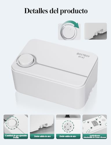 boxtech Aquarium Luftpumpe 5 Watts,Einstellbare Sauerstoffpumpe 2 Luftauslässe.Einstellbare Membranpumpe,Luftsprudler Fisch Pumpe für Aquarien