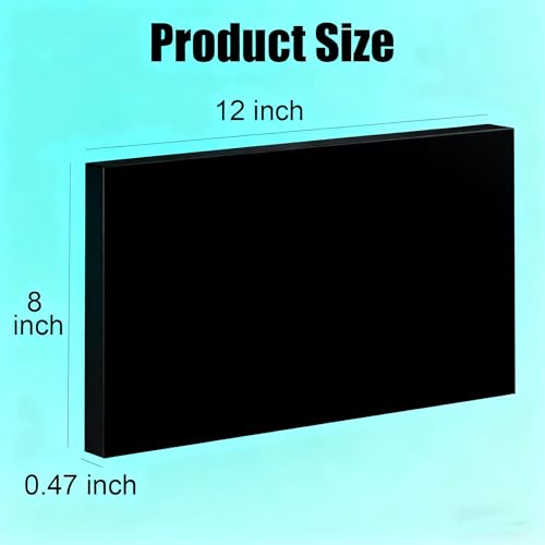 Image of HDPE Sheet 1 /2-2PCS 12 inch x 8 inch High Density Polyethylene Sheets with Protective Film 1 /2 Thick HDPE Plastic Sheet Board Solid Plastic Block for Flat Panel DIY Projects Machining Home (Black)