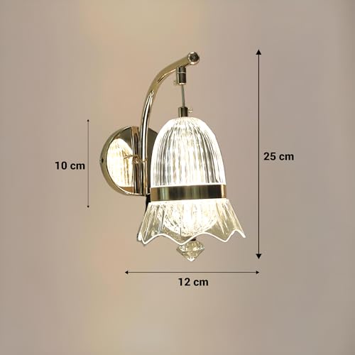 Image of FILLISKA Luxurious Acrylic Crystal Wall Lamp with Adjustable Colour Changing Function, Elegant Finish (Acrylic FrenchGold-61656)(1 Year Warranty)