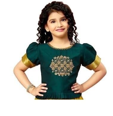 New latest Girl's Tissue checks readymade Lehenga choli for girls dress3