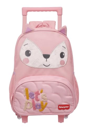 Mochila Com Rodinhas Costas Escolar Infantil Fisher Price Fun Time Rosa