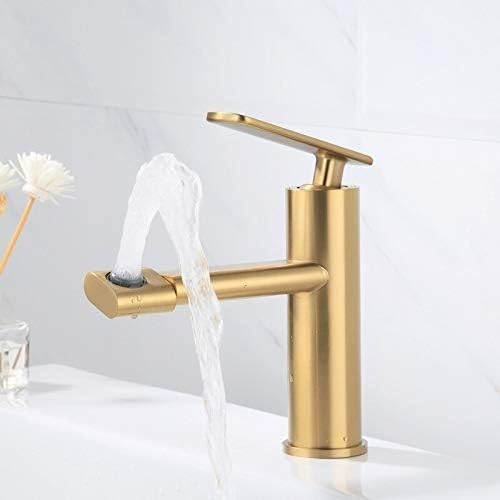 Robinet de lavabo mitigeur anti-éclaboussures noir et or avec jet orientable pour vasque