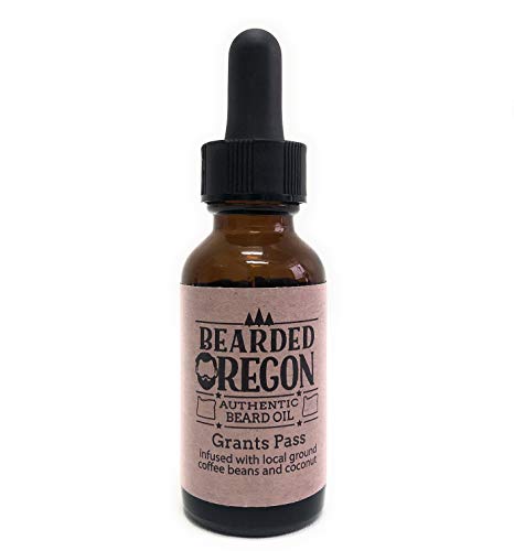 Bearded Oregon Beard Oil - Grants Pass Scent, 1 oz - Coffee + Coconut - All Natural Ingredients, Softens and Strengthens Beard, Relieves Itch