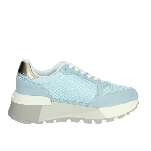 LIU JO BA5049 Amazing Portofino baskets de luxe en nubuck bleu avec talon compensé élégant - 4