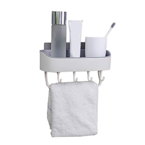 Cicilin Bathroom Shelves Plastic Floating Shelves Wall Mounted Storage Shelves for Kitchen, Bathroom Self Adhesive Wall Mounted (White)