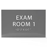 ADA CENTRAL SIGNS 6" X4" Exam Room 1 Sign- Tactile Graphics Grade 2 Braille Text | Modern Utility Wa