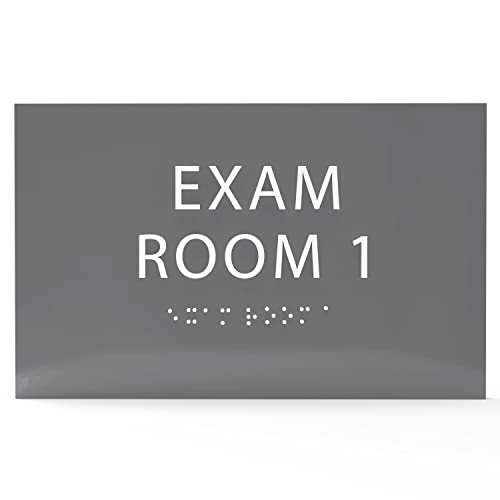 Ada Central Signs 6" X4" Exam Room 1 Sign- Tactile Graphics Grade 2 Braille Text | Modern Utility Wall Mount Ada Compliant Plastic Signs For Schools, Offices, Businesses, Apartments & Restaurants #TOP3