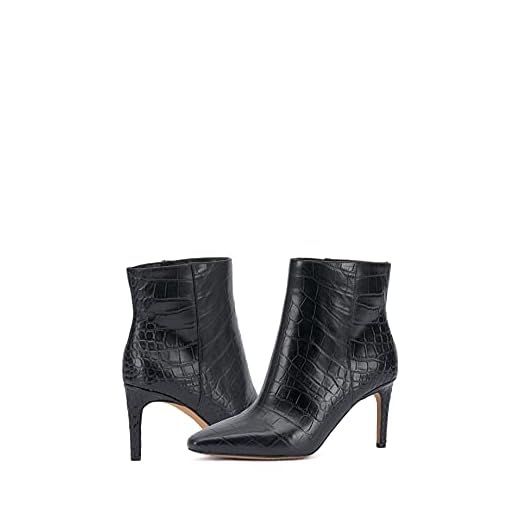 Vince Camuto Women's Footwear Women's Allost Pointy Toe Bootie Ankle Boot, Black Croco, 8