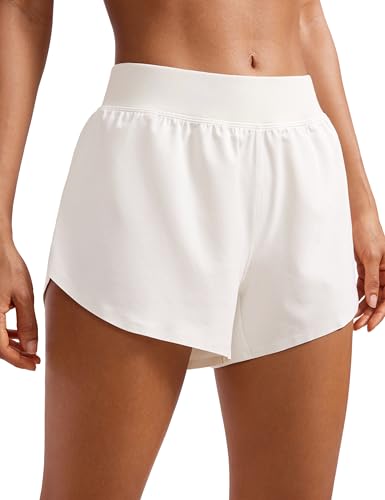 Image of CRZ YOGA Mid Waisted Split Running Shorts 4 inch | Mesh Liner, Quick Dry, Lightweight, for Women