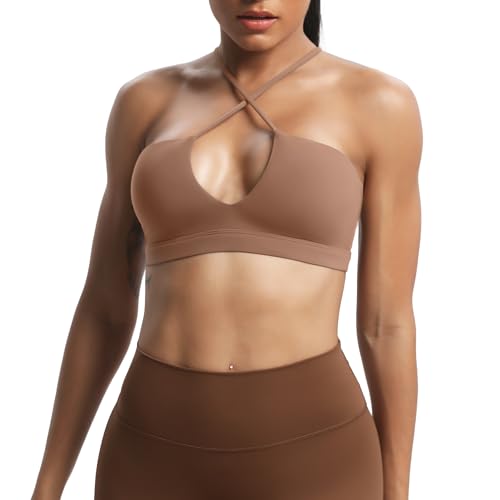 Image of Aoxjox Women's Workout Sports Bras Jamie Deep V Fitness Training Gym Bra Yoga Crop Tank