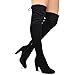 Premier Standard Women's Over The Knee Boot - Sexy Over The Knee Pullon Boot - Trendy Low Block Heel Shoe - Comfortable Easy Heel Boot Black Size 7.5