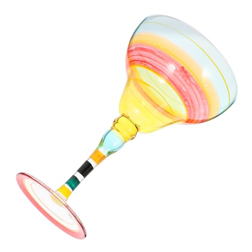 PRETYZOOM Copa Margarita Pintada Mano Vidrio Cristal Azul Rayas Elegante Para Fiesta Bar Boda Banquete