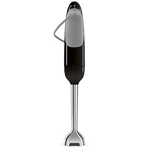 SMEG Handheld Immersion Blender 5 Speeds with Turbo Boost Stainless Steel Blades Nonslip Ergonomic Handle HBF11BLUS Black