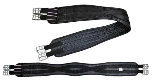 Preto New Synthetic Girth Jumping Horse Saddle Soft Waffel Embossed Neoprene Padded Equine Elasticated End Anatomical Anti-Chaff Anti-Gall Double Tape Reinforced Strong Durable Washable