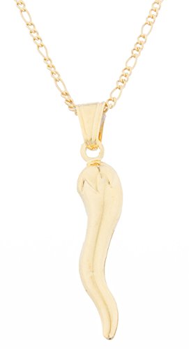 Gold Overlay Italian Horn Pendant with an 18 Inch Necklace (T-788)