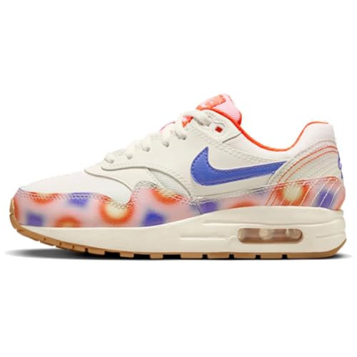 Nike Air Max 1 SE Big Kids' Shoes (FN7287-100, SAIL/Blue Joy/Safety Orange/Football Grey) Size 4