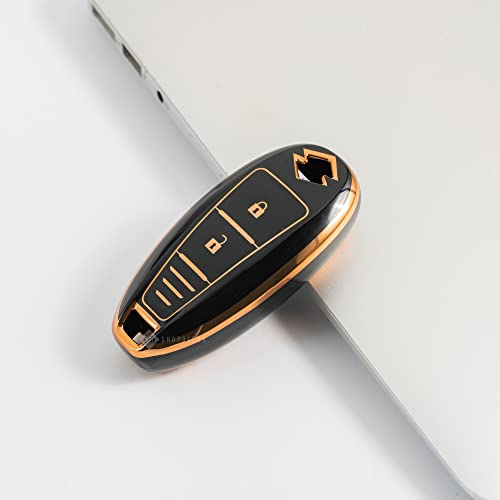 Image of Shopoflux TPU Key Cover Compatible with Baleno | Breeza | S Cross | Ciaz | Swift 2 Button Smart Key (Black)