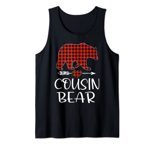 Cousin Bear Weihnachtspyjama rot kariert Büffelfamilie Tank Top Cover