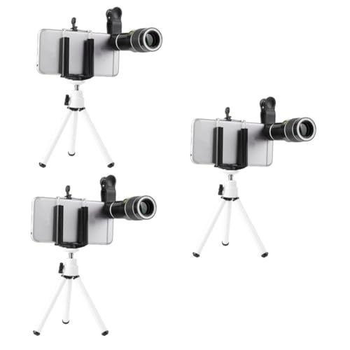 Mikikit 3pcs Set Clip on Phone Macro Lens Telephoto Lens for Phone Cellphone Tripod Fish Eyes Lens for Phone Tripods for Phones Telephoto Lens with Tripod Smartphon Cell Phone Camera 20x