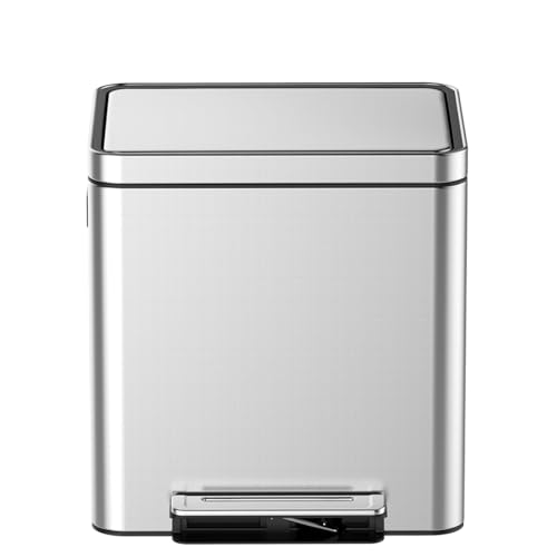 Caneca rectangular de acero inoxidable con pedal y tapa 36L