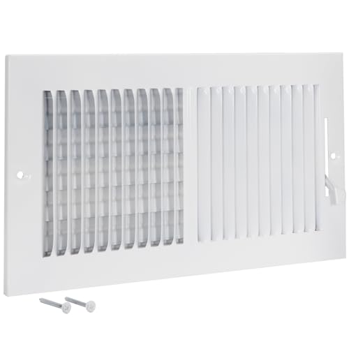 EZ-FLO 12 x 6 Inch (Duct Opening) Air Vent Cover for Wall or Ceiling, Two-Way Ventilation Register, Solid Steel HVAC Register Cover, White, 61612