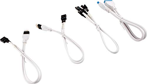 Cables blindados Corsair blanco de 30 cm para extensión de panel frontal 1
