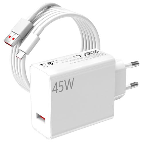 45W Carregador e Cabo USB C para Redmi Note 14 Pro 5G, Redmi Note 15 Pro, 6A Carregamento Rápido, Adaptador de Carregador, 2 Metros, Cabo de Carregamento Turbo, Tipo C, para Mi Poco X7, M7 Pro, M6