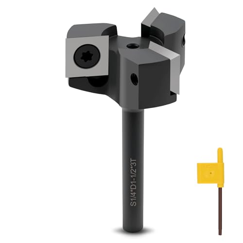 CDBP Fraises à défoncer CNC Soilboard - Tige de 6,35 mm - Diamètre de coupe de 3,8 cm avec 3 ailes - Fraise de rabot en carbure de tungstène de 12 mm pour aplatir les dalles de menuiserie, nivellement