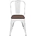 Furmax Metal Dining Chairs with Wood Seat, Indoor-Outdoor Use Stackable Chic Dining Bistro Cafe Side Metal Chairs Set of 4(White)