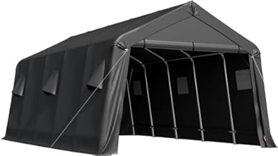 MELLCOM 13 x 20 FT Heavy Duty Carport, Portable Garage with All-Steel Metal Frame & Vents, Anti-Snow Car Canopy Outdoor Storage Shelter shed for Car, Truck, Boat