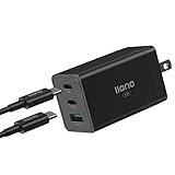 llano 65W PD充電器 タイプc (GaN Swift搭載/世界最小クラス/3ポートUSB-C急速充電/折り畳み式/超コンパクト)【PD3.0/QC4.0/PPS規格対応/PSE認証済/PIチップ採用】100W USB-Cケーブル付き MacBook/iPhone14/iPad Air/Galaxy、Android/Windows PC/ノートパソコンその他各機器対応(Black)