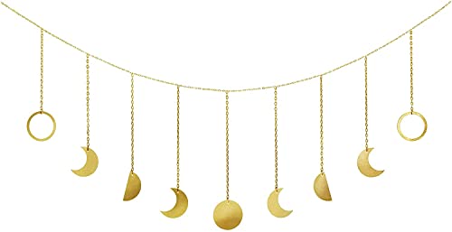 Image of Wall Decorations | Boho Accents Wall Decor | Moon Phases Art | Moon Phase Wall Hanging | Bohemian Decor for Bedroom, Home, Living Room, Apartment or Dorm (50 INCH, Golden)