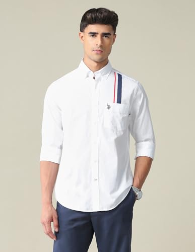 Image of U.S. POLO ASSN. Regular Fit Shirts for Men - 100% Cotton, Full Sleeve Mens Casual Shirts