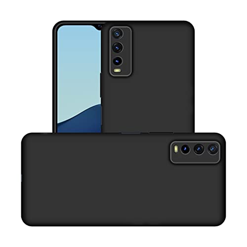 Image of Case Creation Liquid TPU Silicone Cover for VivoY12s Soft Case,Anti-Dirty Slim Case Frosted Matte Cute Candy TPU Raised Bezel (Splash of Color) Back Case Cover for Vivo Y12s -Black