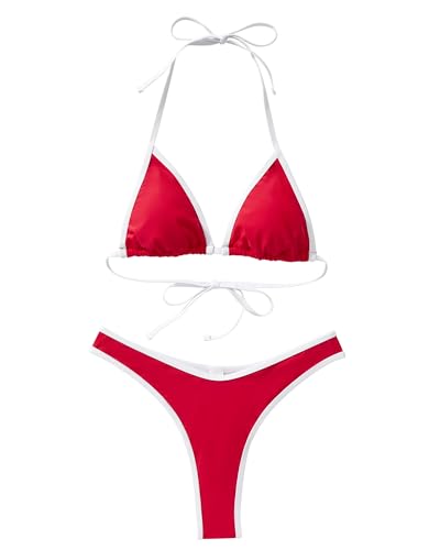 Image of MOSHENGQI Women Sexy Brazilian Bikini 2 Piece Spaghetti Strap Top Thong Swimsuit Bathing Suit