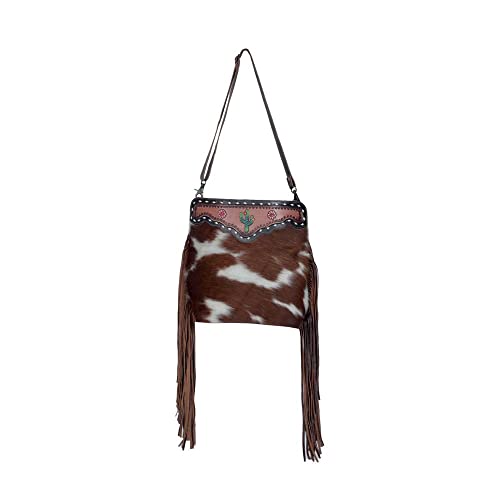 Myra Bag Western Leather Crossbody Bag for Women - Upcycled Canvas Shoulder Bag with Tassels Cutesy Cactus4