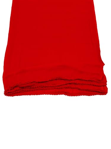 Image of Miraan Solid Pure Cotton Dupatta with Pom Pom Border, 2.25 meters length (DUPCOTTON)