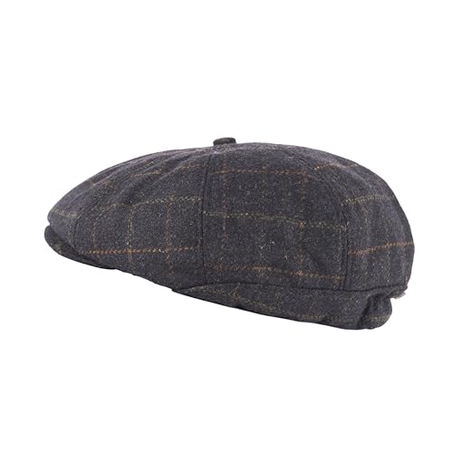 Heritage Traditions Wool Blue Tweed Panel Peak Newsboy Cap, Tweed Hat