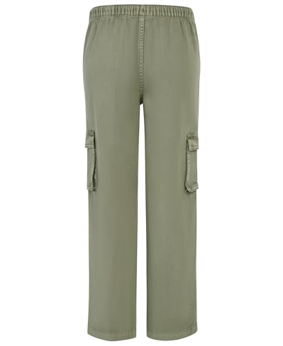 Image of Roxy Girls' Precious Wide Leg Twill Cargo Pants, Relaxed Fit