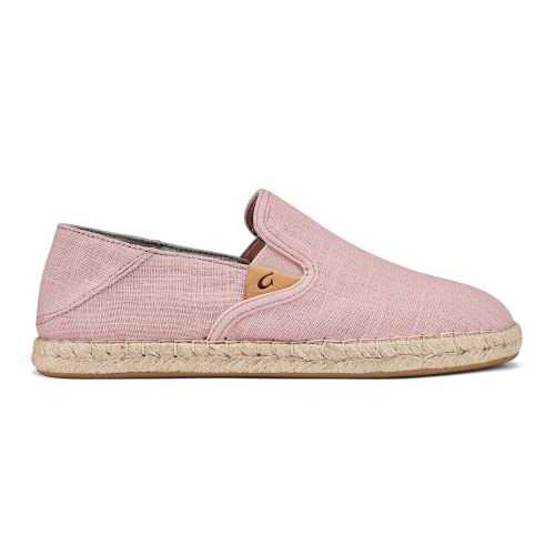OLUKAI Kaula Pa'a Kapa Women's Espadrilles, Linen Slip-On Shoes with Lightweight Drop-in Heel Design, Braided Water-Resistant Jute & Wet Grip Soles