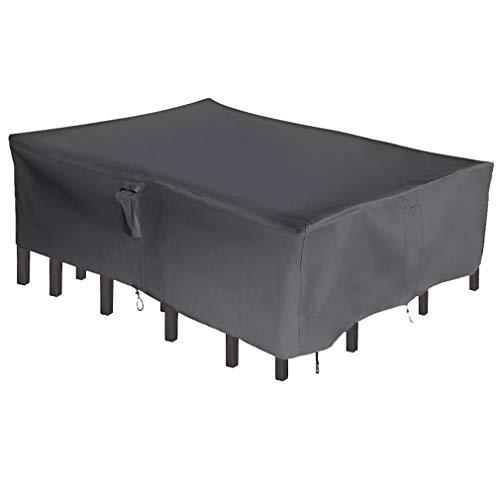 Sunrain Rectangular Patio Furniture Set Covers 600D Oxford Fabric Waterproof UV Protection Outdoor Table and Chair Cover, 108