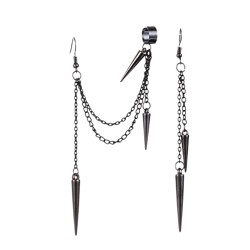 Caiyao Retro Long And Short Rivet Earrings Ear Clips Fashion Goth Punk Tassel Earrings cover