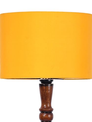 Image of Devansh Yellow Cotton Wooden Floor Lamp -4