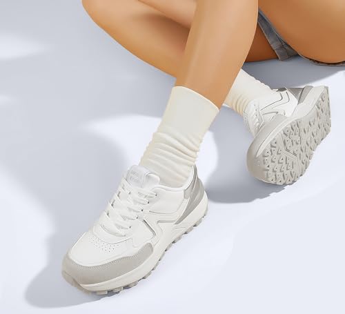 Image of LUCKY STEP Women's Retro Fashion Casual Sneakers Colorblock Platform Classic Trendy Trainning Anti-Slip Tennis Travel Walking Shoes