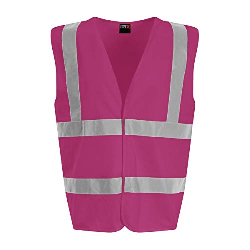 Image of PRO RTX Unisex Adult Sleeveless Hi-Vis Vest (3XL) (Raspberry)