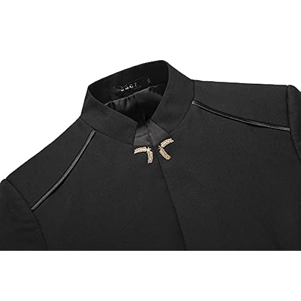 n/a (Jacka väst byxa) män kostym kinesisk stil stå krage kostym man bröllop brudgum smal storlek set (Color : Nero, Size : 5XL 86-92kg)