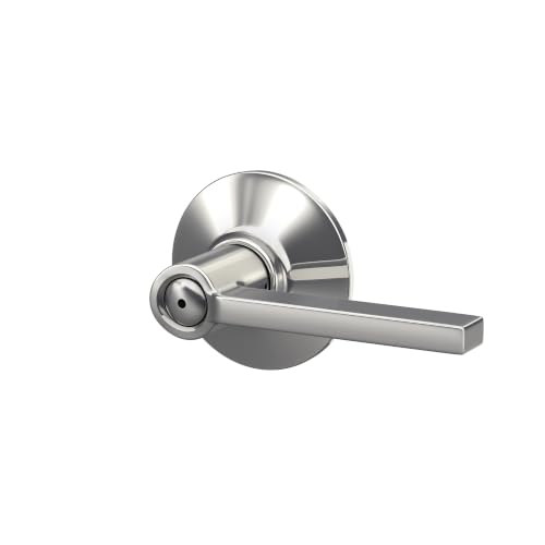 Image of SCHLAGE Latitude Bed /Bath Privacy Door Handle with Lock, Bright Chrome | Interior bedroom or bathroom door lever with push button lock, Reversible, Easy install, Certified durability, Universal fit